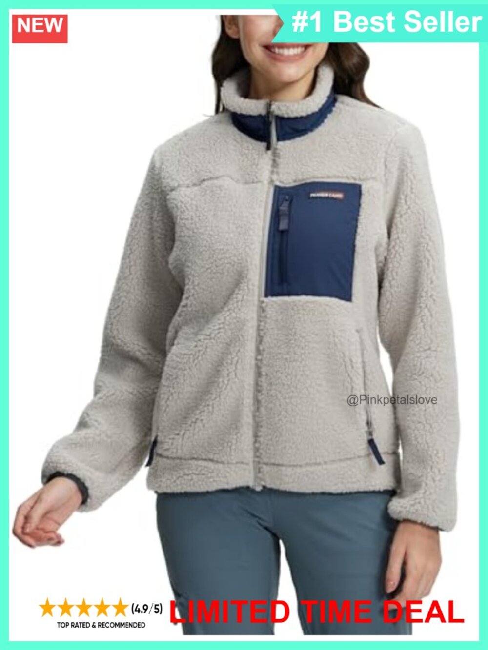 Pioneer Camp Women's Fuzzy Fleece Jacket Warm Full Zip Stand Collar Coat